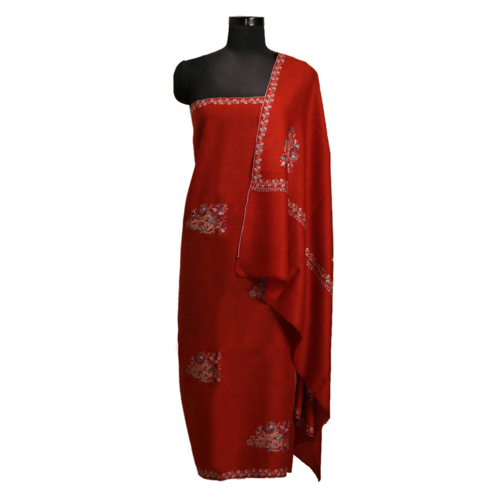 Nizalia Handmade Sozni Work Red Pashmina