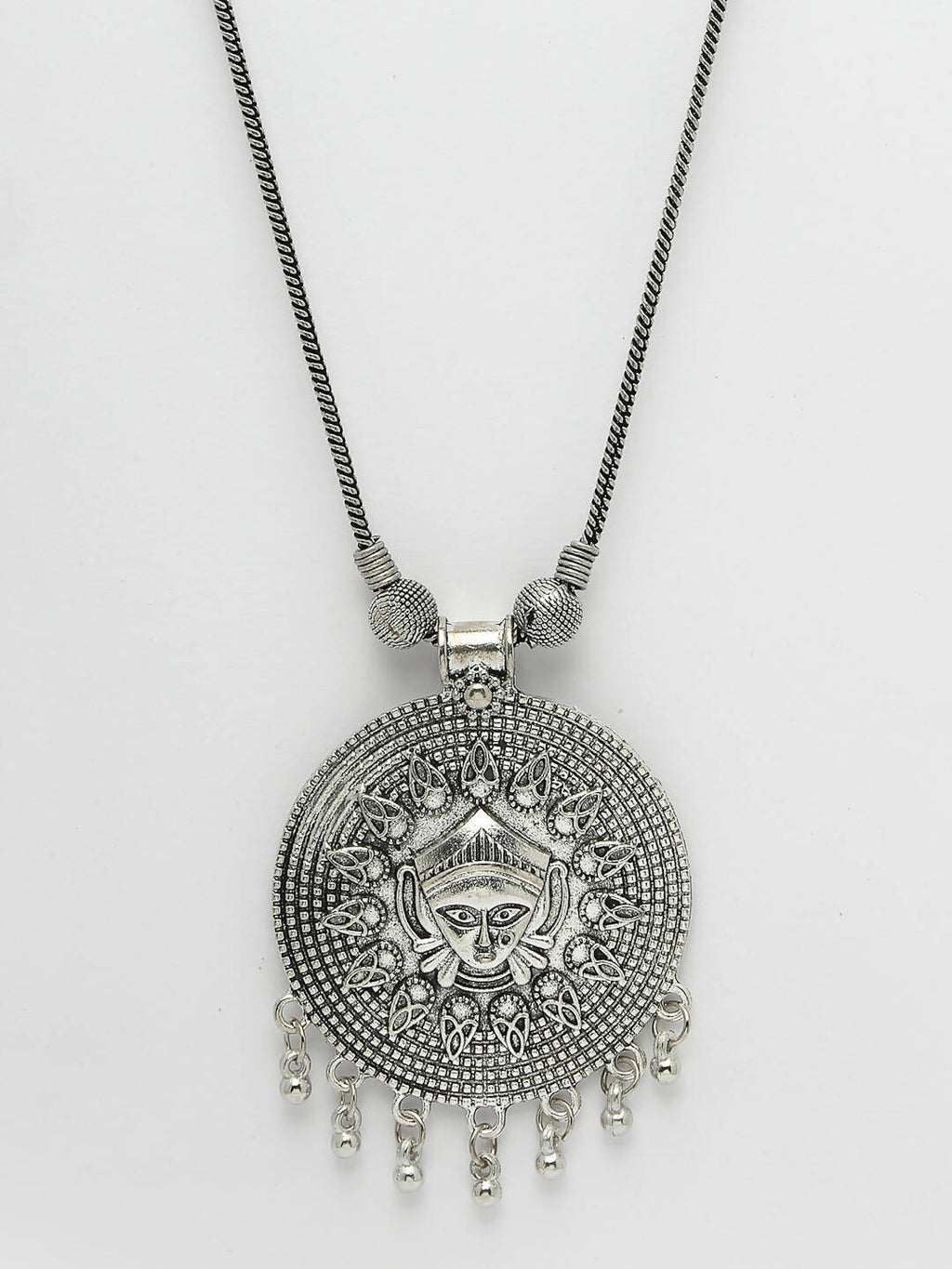 NVR Women's Elegant Silver Oxidised Brass Necklace