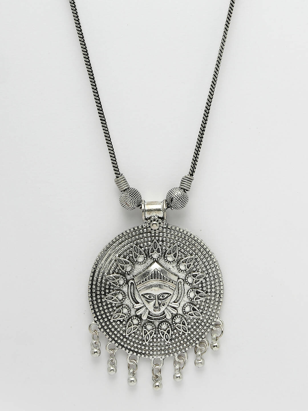 NVR Women's Elegant Silver Oxidised Brass Necklace