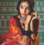 Joban Fashion Vicitra Silk Red Soft Fabric With Digital Print Saree
