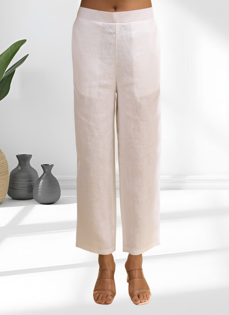 Joban Fashion Off White Linen Embroidered Readymade Cord Set - Distacart