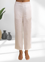 Joban Fashion Off White Linen Embroidered Readymade Cord Set - Distacart