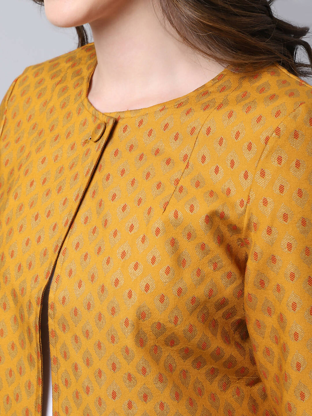 Even Apparels Yellow 100% Viscose Open Front Statement Women's Jacket