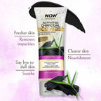 Wow Skin Science Charcoal + Glycolic Acid Detoxifying Face Wash for Oil Control + Gentle Exfoliation with Tea Tree & Aloe