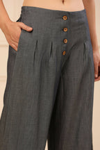 Juniper Women's Grey Denim Solid Flared Pant/Slim Pant - Distacart