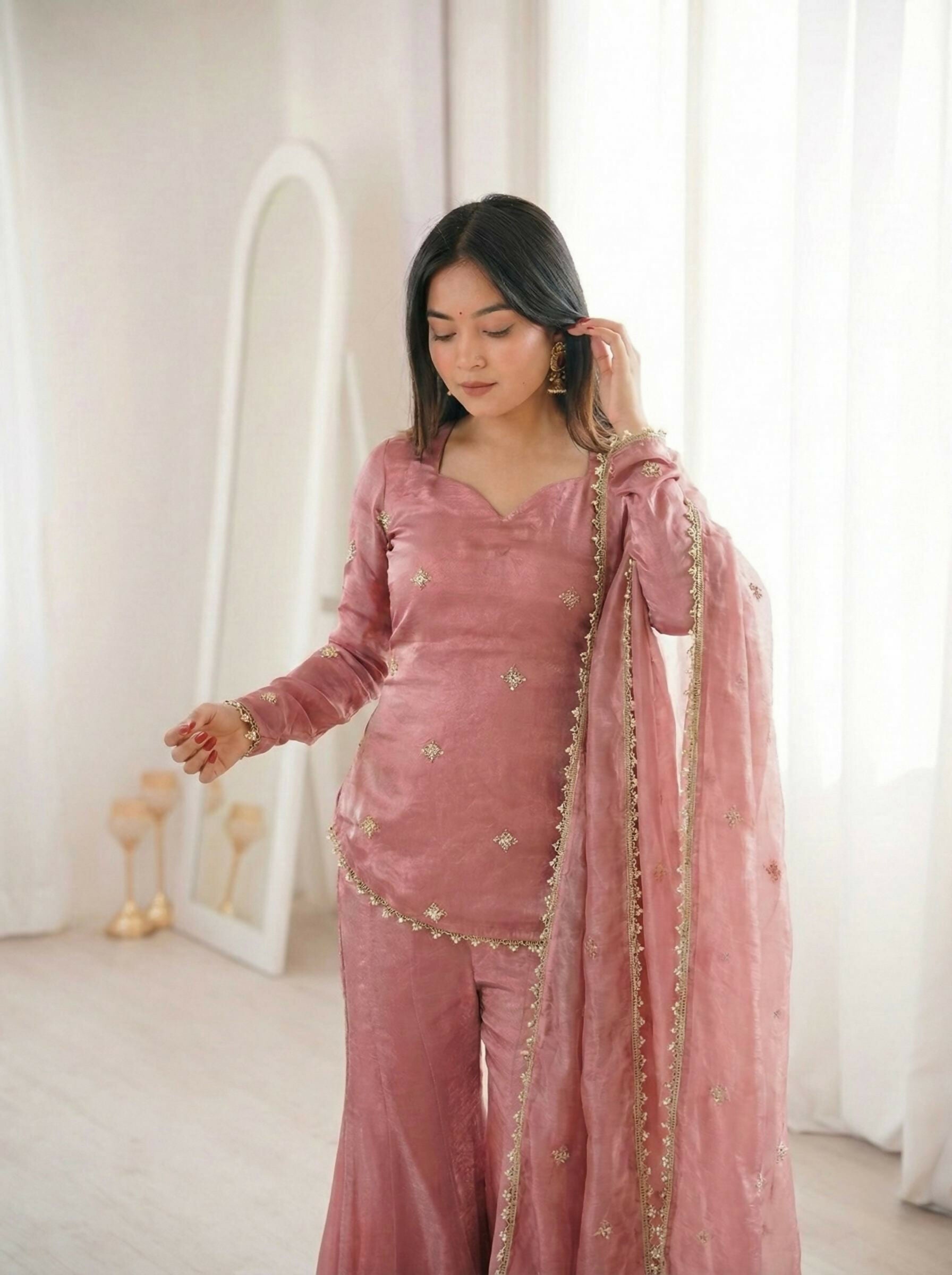 Teeya Creation Peach Fendy Silk Trending Party Wear Salwar Suit - Distacart
