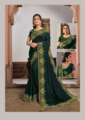 Green Silk Georgettesilk Thread And Cord Embroidery. Tassels Saree - Norita Hit