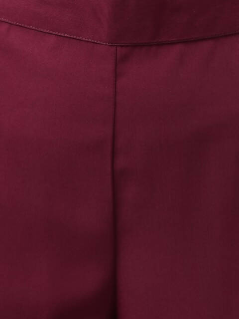 FIORRA Women's Wine Poly Crepe A-Line Kurta Set
