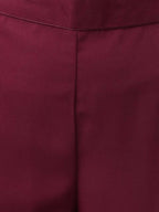 FIORRA Women's Wine Poly Crepe A-Line Kurta Set