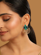 Nuyug 22K Gold Plated Turquoise Enamel Studded Indo-Western Floral Jali Statement Stud Earrings - Distacart