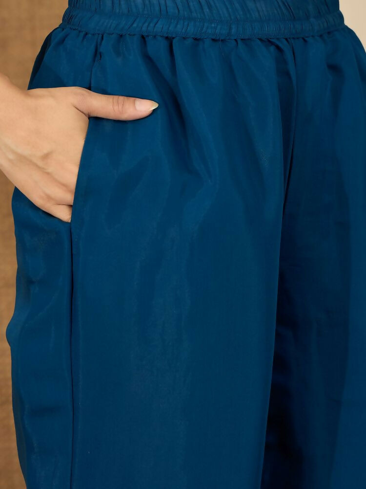 Joban Fashion Women Blue Roman Silk Embroidered Stitched Kurta Set - Distacart
