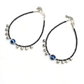 Mominos Fashion Kamal Johar Nazariya Silver/Black Anklets