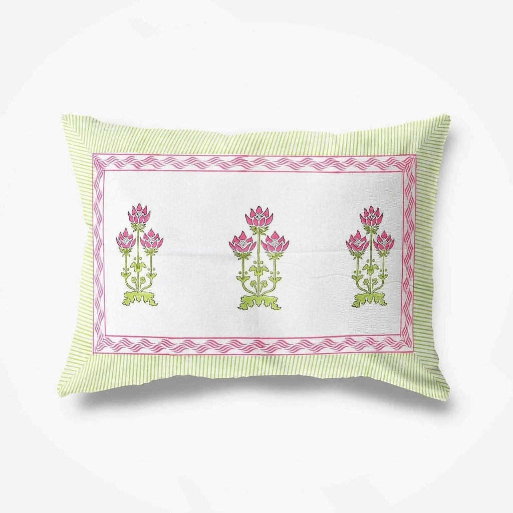 Floral Hand Block Printed Double 90x108 Inches Bedspread with 2 Pillow Covers