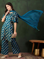 Sangria Embroidered Kurta & Palazzo With Dupatta