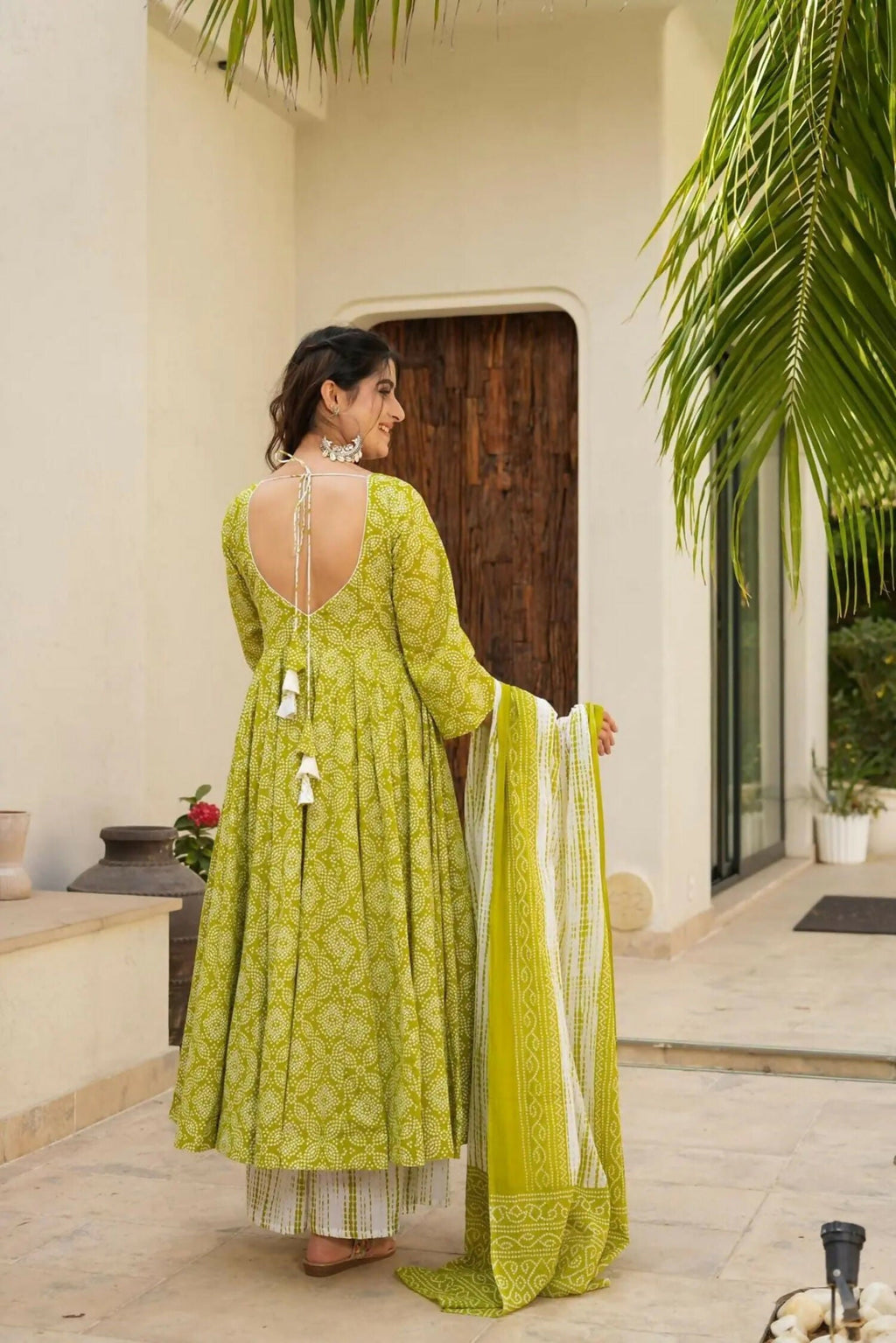 Aayaa Designer Printed Muslin Suit - Parrot yellow