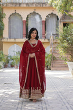 Joban Fashion Maroon Georgette Sequence Embroidery Work Kurta Set - Distacart