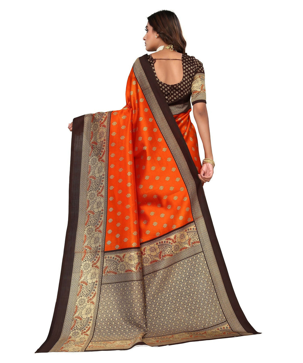 Vamika Orange Printed Art Silk Saree