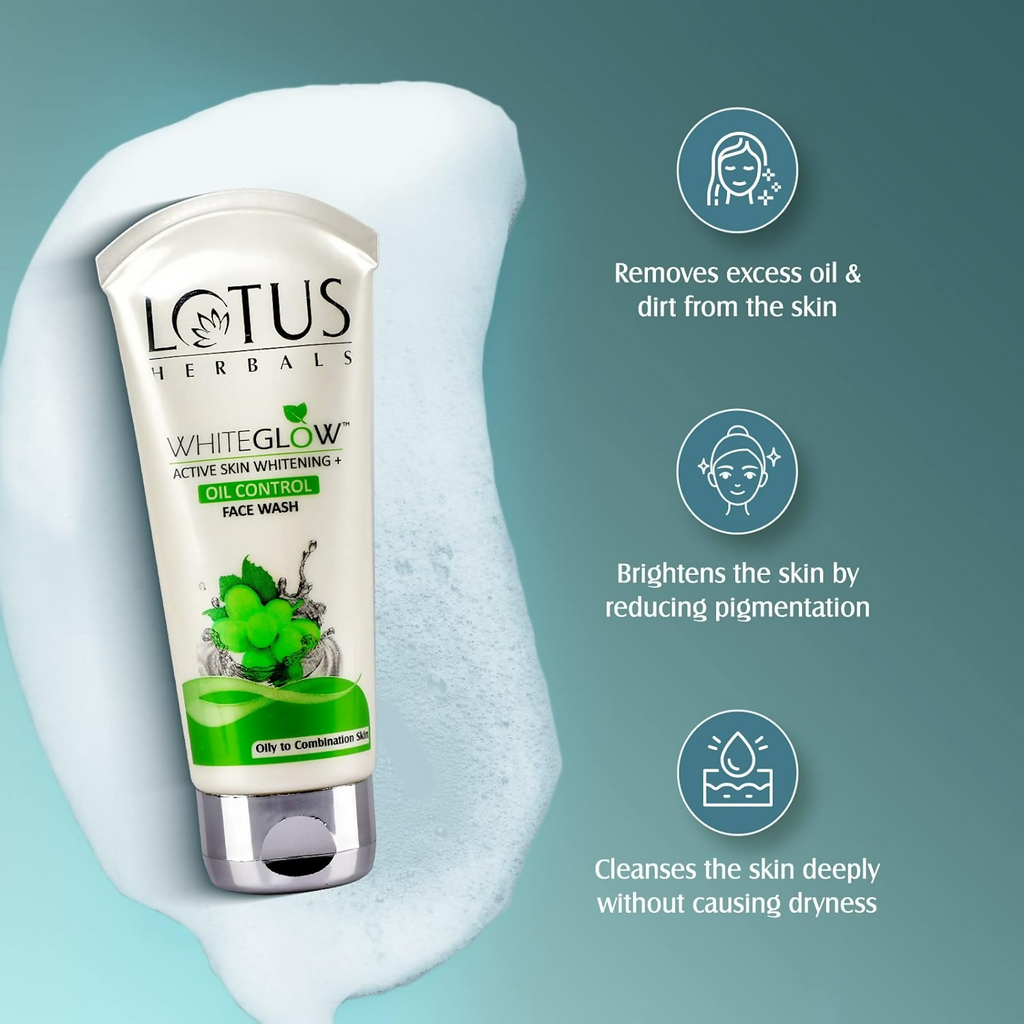 Lotus Herbals White Glow Active Skin Whitening & Oil Control Facewash - Distacart
