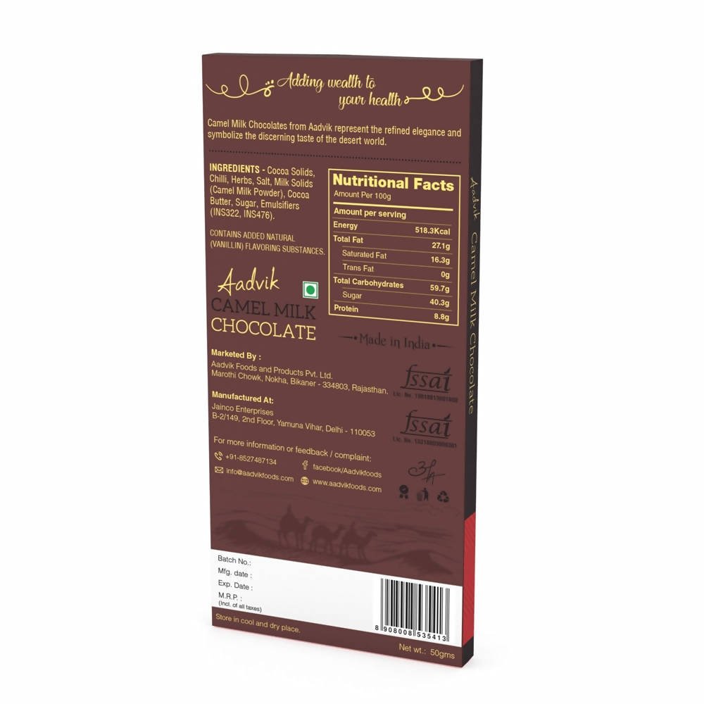 Aadvik Camel Milk Chocolate With Chilli & Herbs