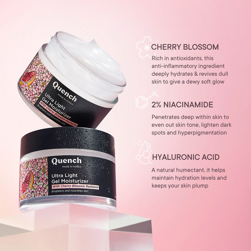 Quench Ultra Light Gel Moisturizer With 2% Niacinamide & Cherry Blossom For Intense Brightening - Distacart