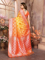 Anaita Yellow kochi Silk With Beautiful Checks Weaving Saree With Blouse
