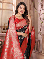 Joban Fashion Black Banarasi Soft Silk Woven Saree - Distacart