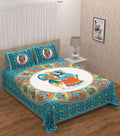 Vamika Printed Cotton Green Dafli Firozi Bedsheet With Pillow Covers (PM Dafli Firozi)