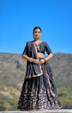 Lehenga Mart Designer Bollywood Style Wedding Lehenga Choli - Black