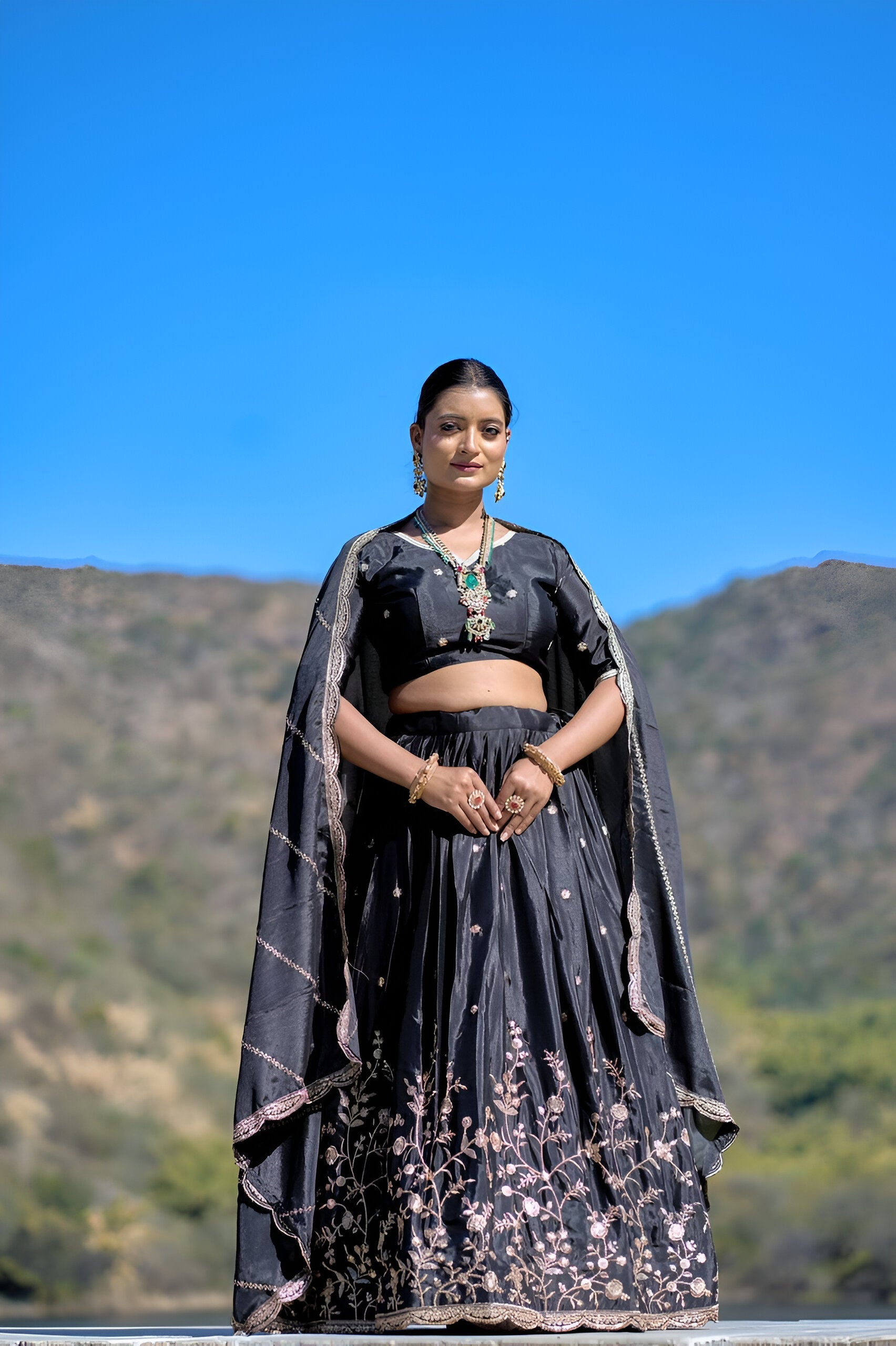 Lehenga Mart Designer Bollywood Style Wedding Lehenga Choli - Black
