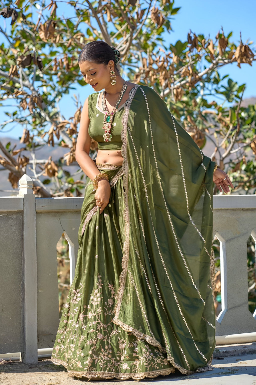 Lehenga Mart Designer Bollywood Style Wedding Lehenga Choli - Mahendi