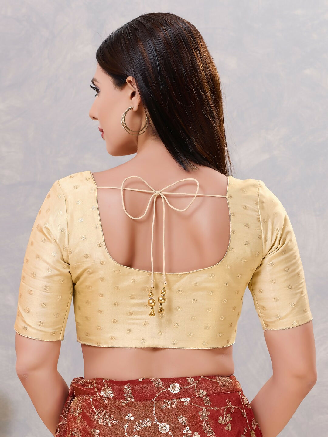Joban Fashion Women Silk Light-Gold Stitched Blouse