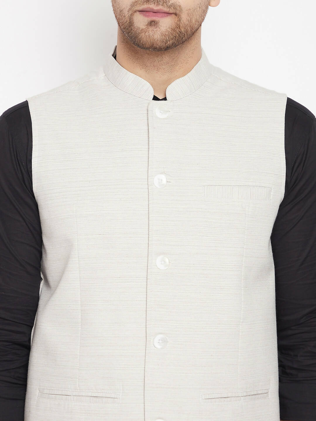 Even Apparels Cream Merino Men Woven Nehru Jacket BF504 - Distacart