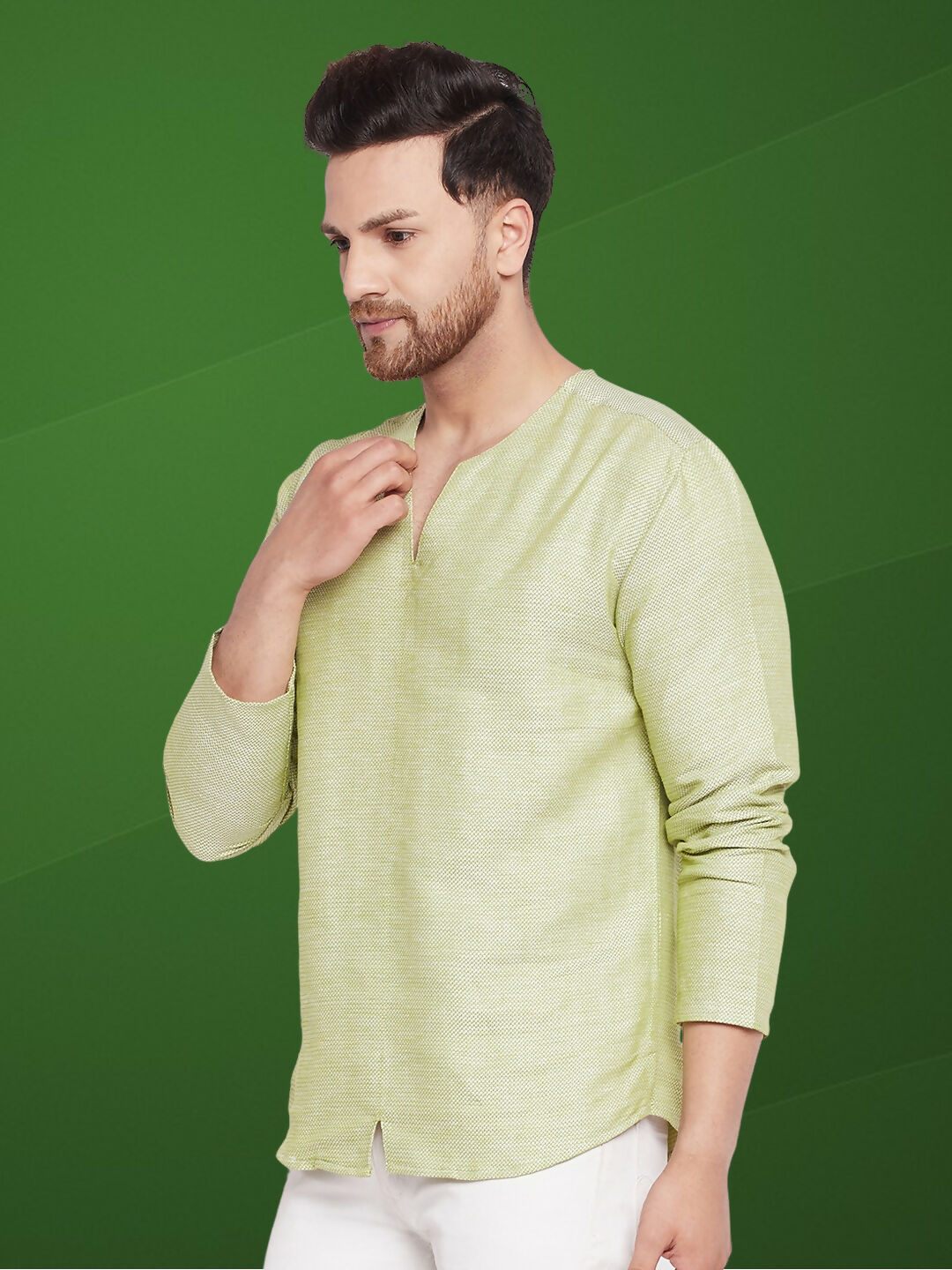 Even Apparels Men's Pure Cotton Green Kurta
