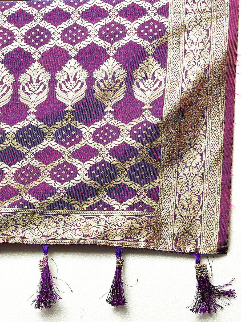 Lorenvalley Fashion Orange & Wine Patola Silk Woven Design Meenakari Weaving Saree