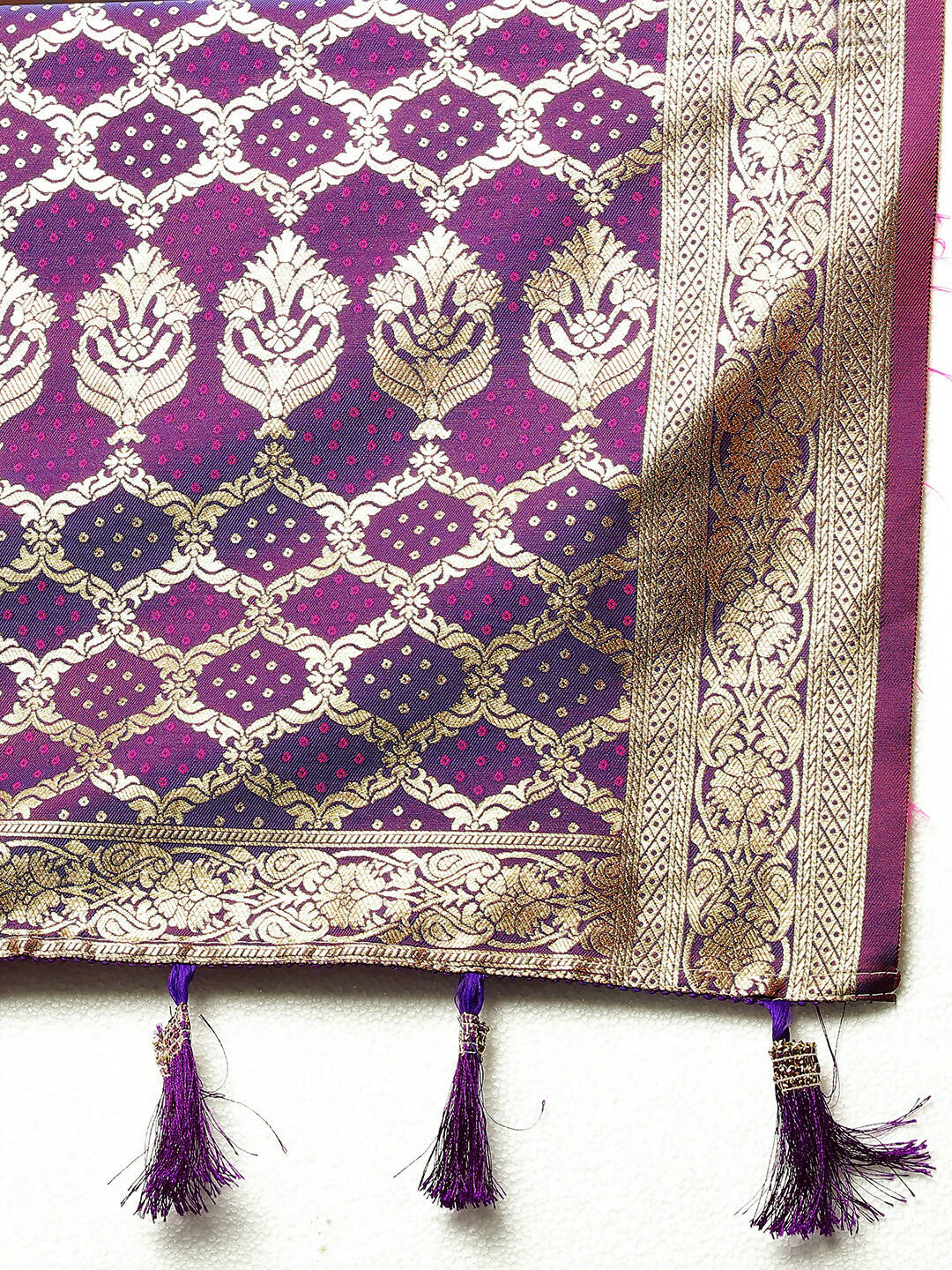 Lorenvalley Fashion Orange & Wine Patola Silk Woven Design Meenakari Weaving Saree