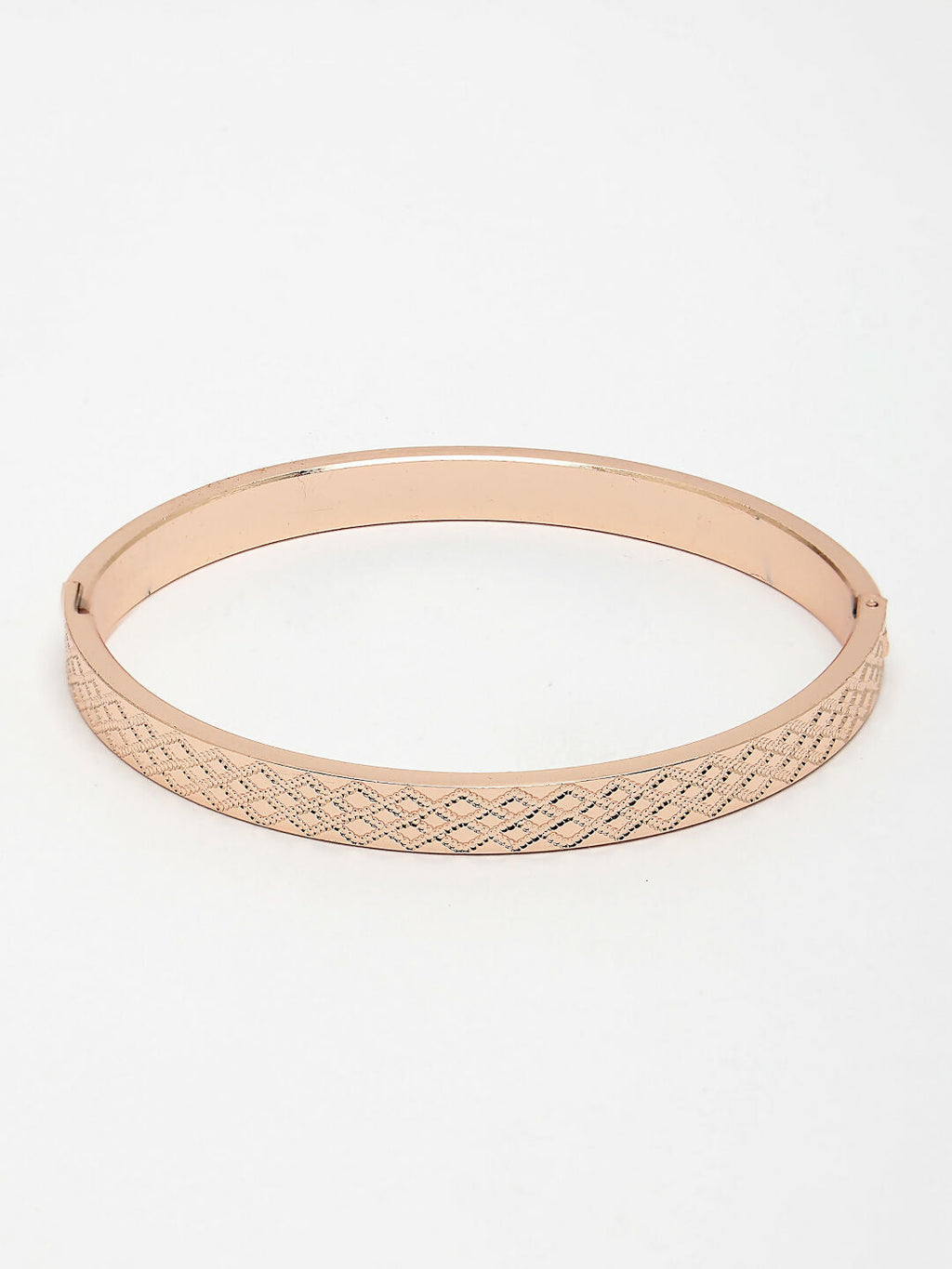 NVR Men's Rose Gold Stainless Steel Kada Bracelet - Distacart