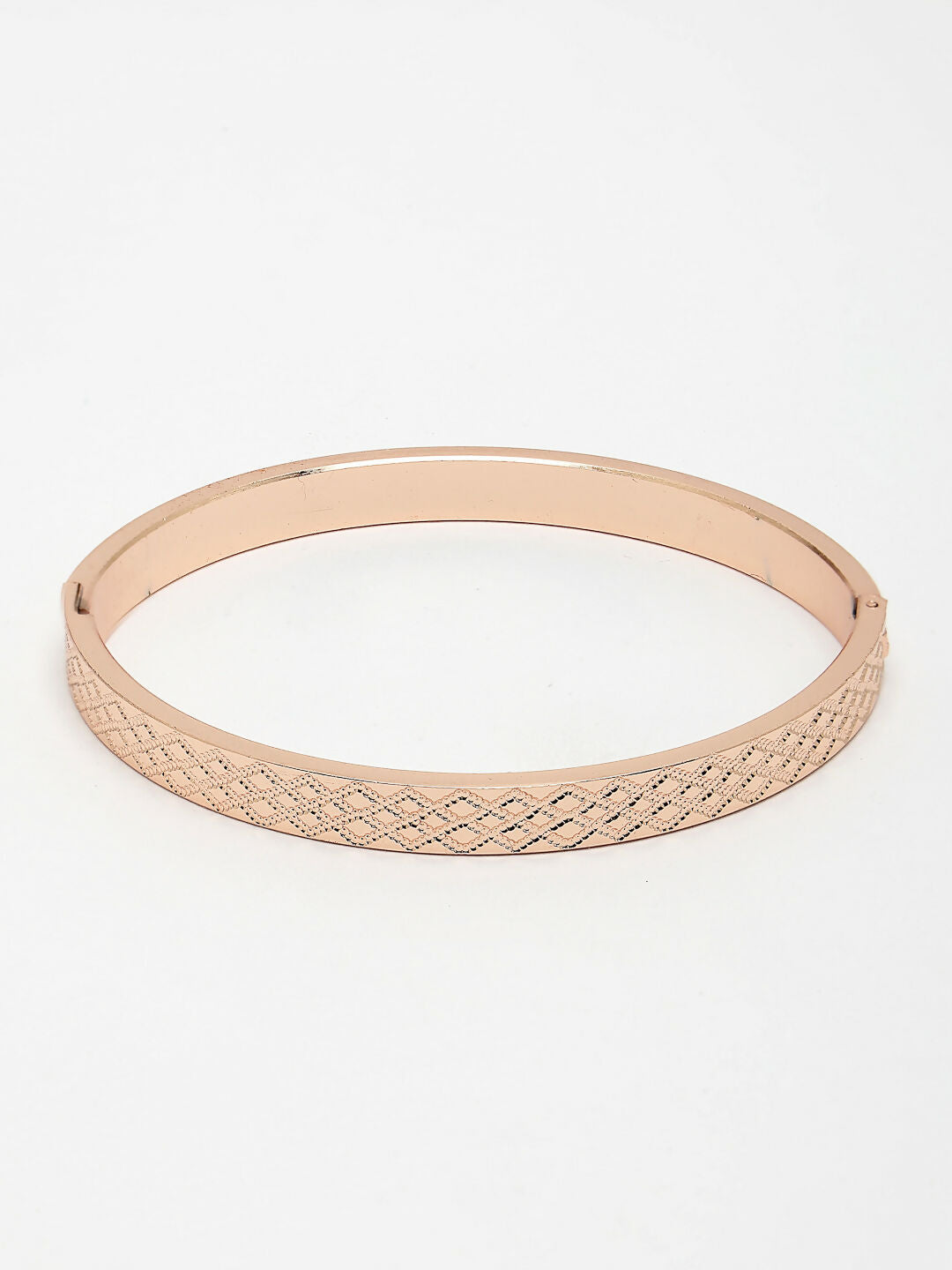 NVR Men's Rose Gold Stainless Steel Kada Bracelet - Distacart