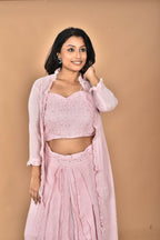 Morchari Women Hand Embroidery Crop Top-Pink
