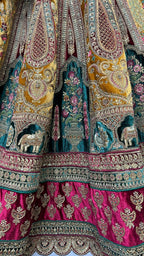 Jyoti Fashion Women's Mustard Velvet Multi Thread Embroidered, Patch Work with Zircon Diamond Wedding Lehenga Choli