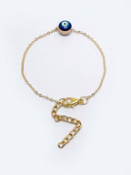 NVR Women Gold-Toned Blue Evil Eye Charm Bracelet - Distacart