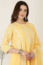 Joban Fashion Yellow&White Georgette Kurta Set - Distacart