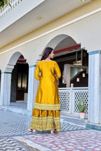 Teeya Creation Yellow Color Chinon Silk Heavy Embroidery Work Wedding Wear Sharara - Distacart