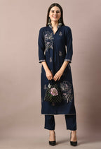 Joban Fashion Navy Cotton Rayon Kurta Set