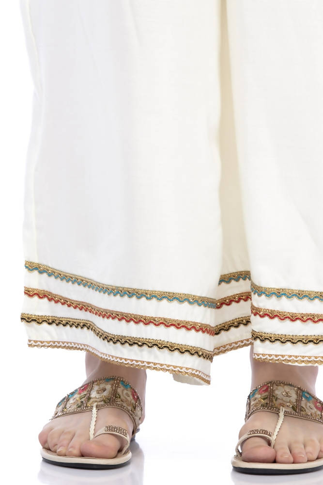 Mominos Fashion Reyon Cotton Cream Palazzo - Distacart