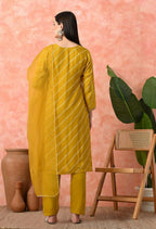 Joban Fashion Mustard Premium Pure Viscose Print Dola With Handwork Kurta Set