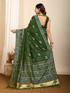 Green Soft Silk Woven Meenakari Designer Saree - Vedanti