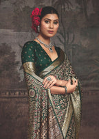 Joban Fashion Green Art Silk With Fine Viscose Border Ajrak Full Body Print With Soft Finish Saree - Distacart