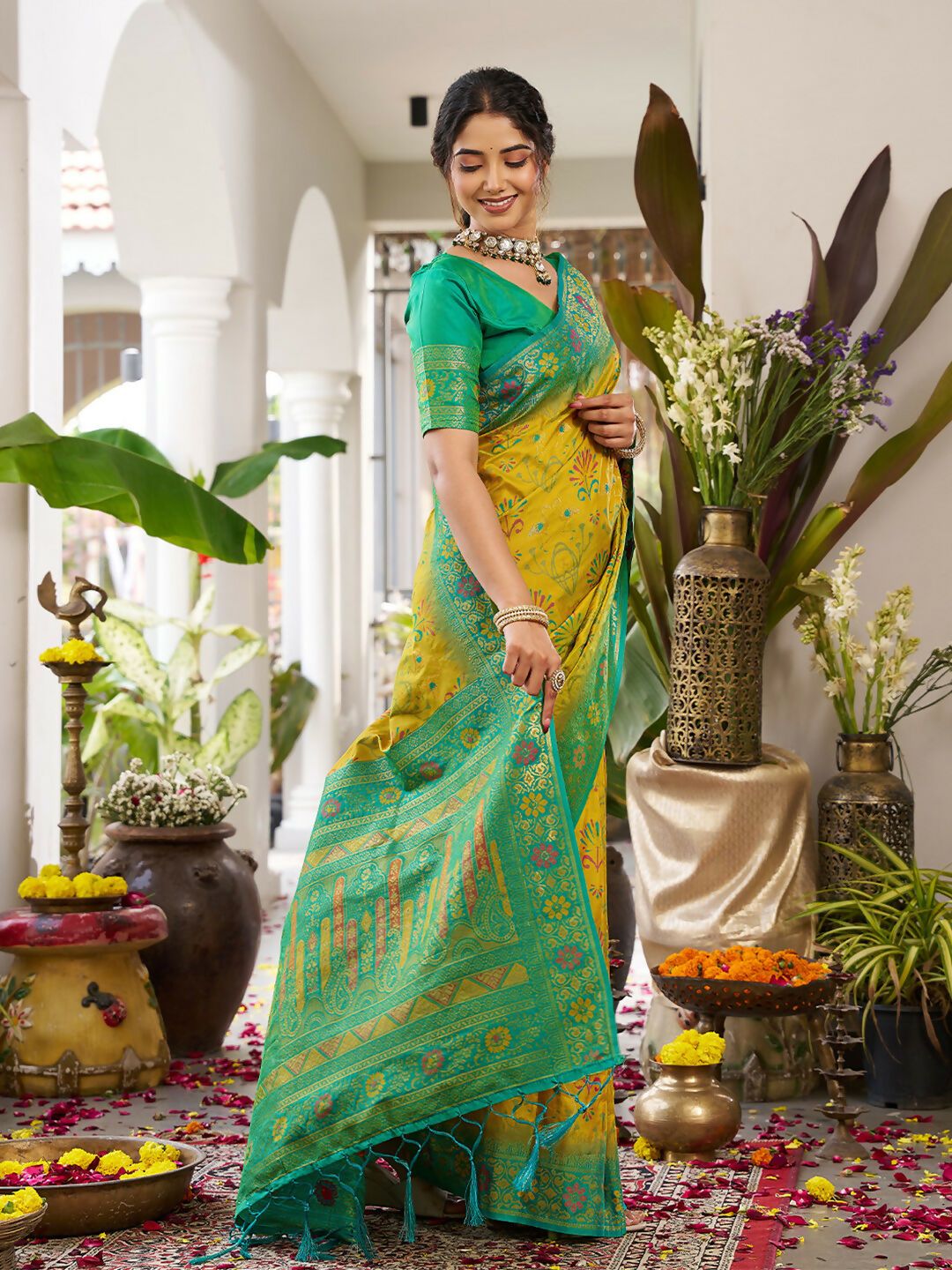Shree Shyam Fashion Mustard Yellow Soft Silk Saree - Distacart