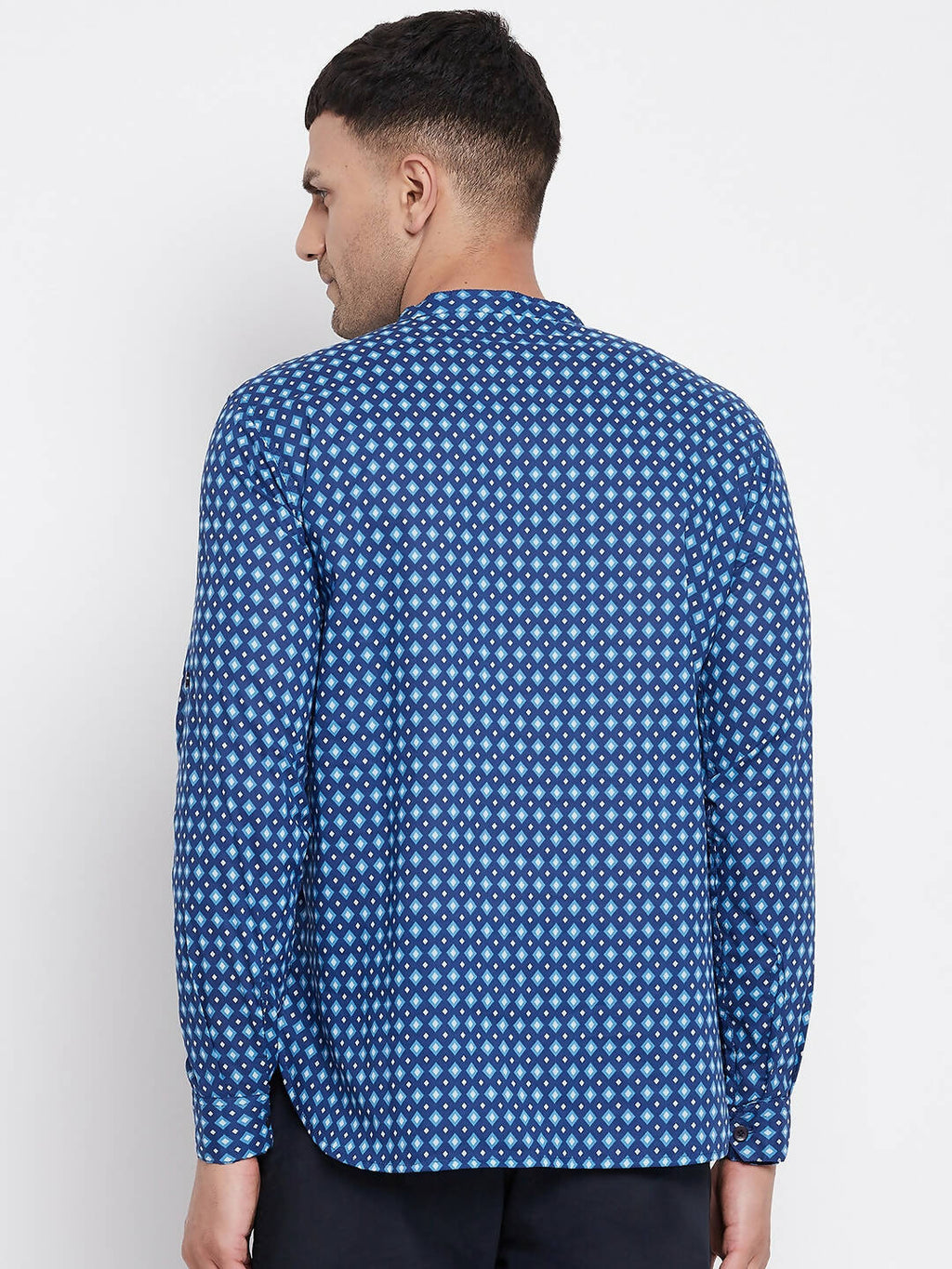 Even Apparels Blue Men's Pure Cotton Kurta With Band Collar - Distacart