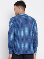 Even Apparels Blue Men's Pure Cotton Kurta With Band Collar - Distacart